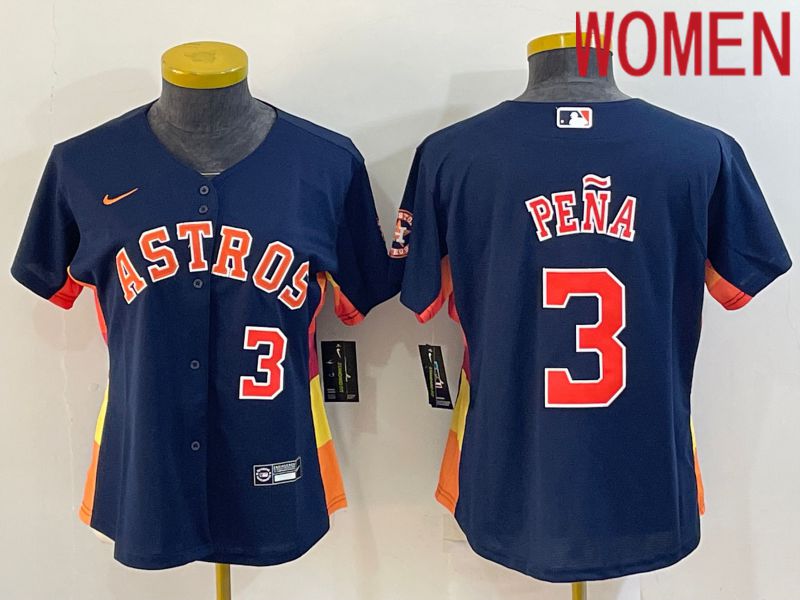 Women Houston Astros #3 Pena Blue Game Nike 2022 MLB Jersey->women mlb jersey->Women Jersey